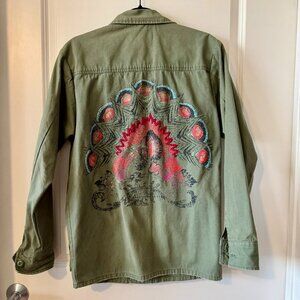 Ecote  Utility Jacket – Military Green with Embroidered Back – Size M